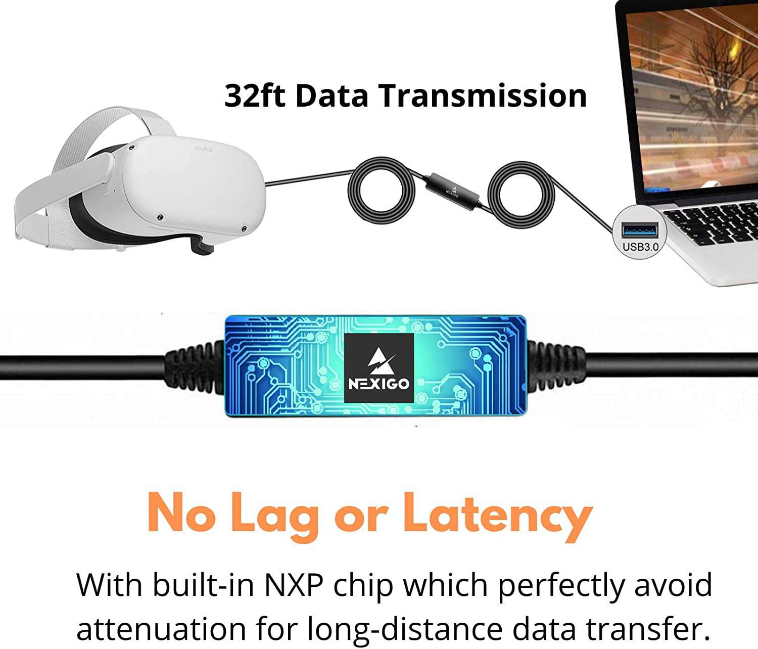 nexigo-32ft-link-kabel-f-r-meta-oculus-quest-usb-c-auf-usb-a-5-gbps image 4