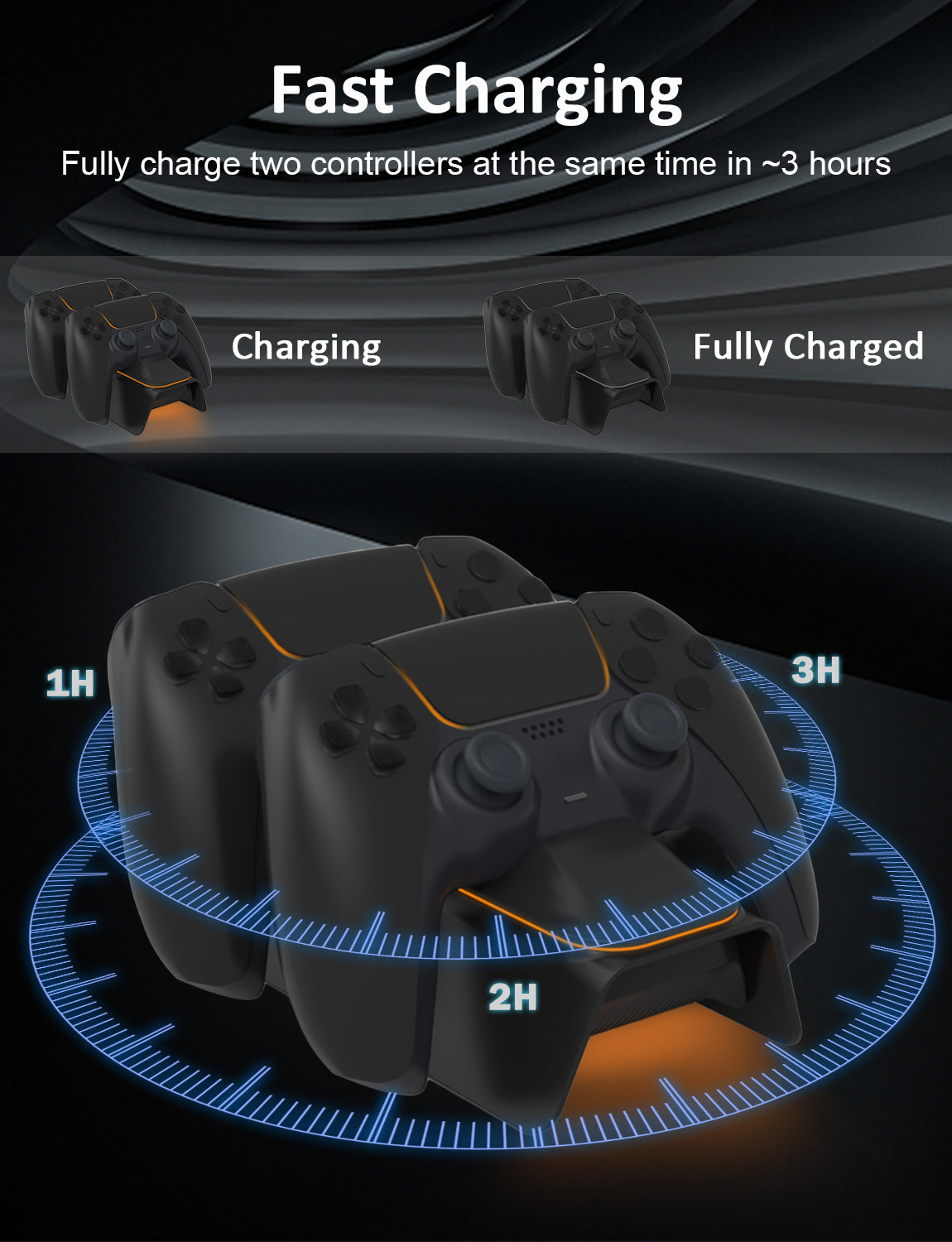 nexigo-ps5-horizontal-stand-mit-controller-charger-und-l-fter image 2