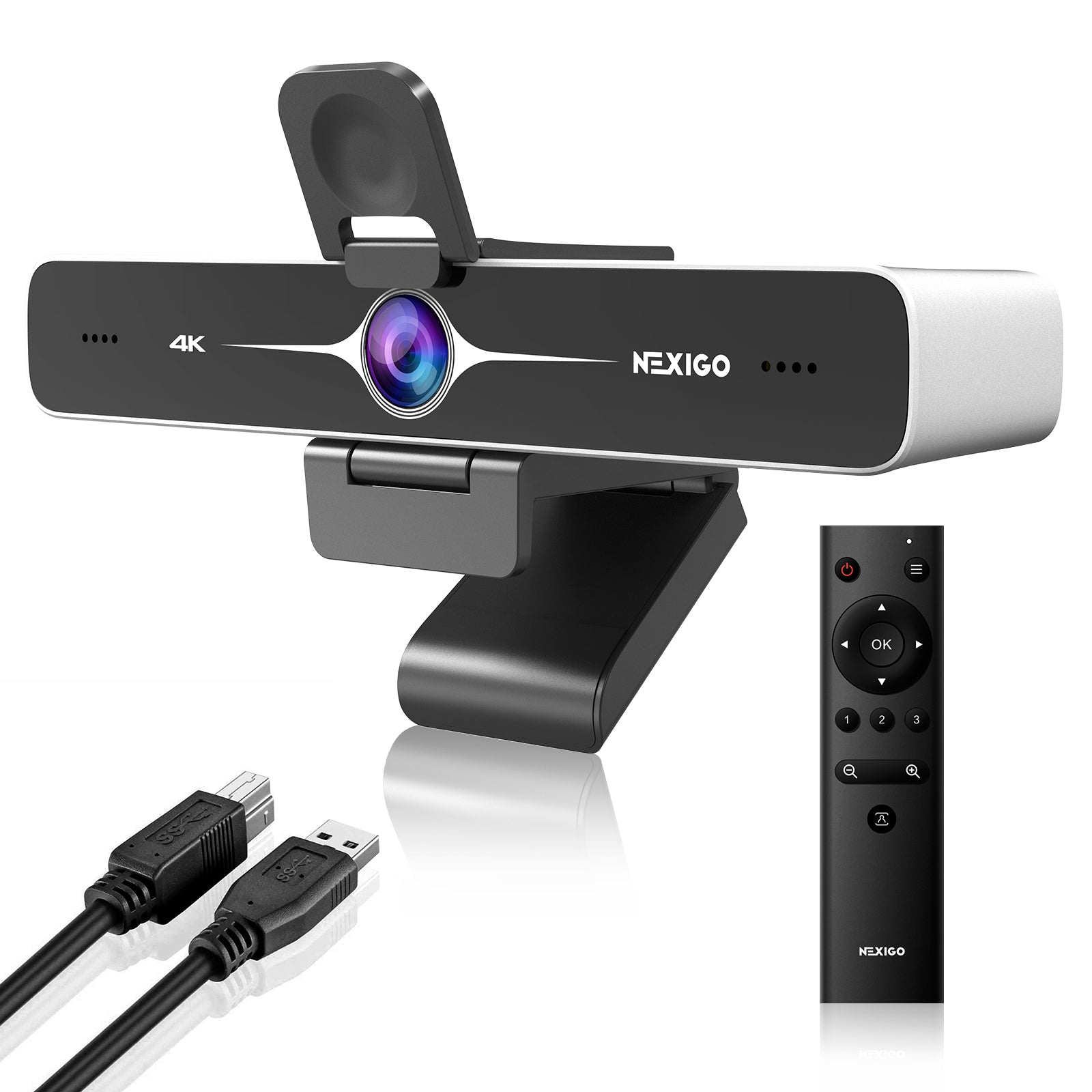 nexigo-n970p-4k-ai-webcam-zoom-zertifiziert-mit-fernbedienung-10x-zoom image 1