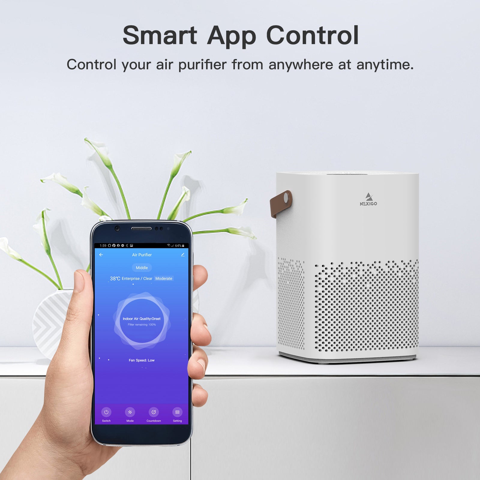 nexigo-pur10-mini-luftreiniger-mit-app-touch-steuerung image 3