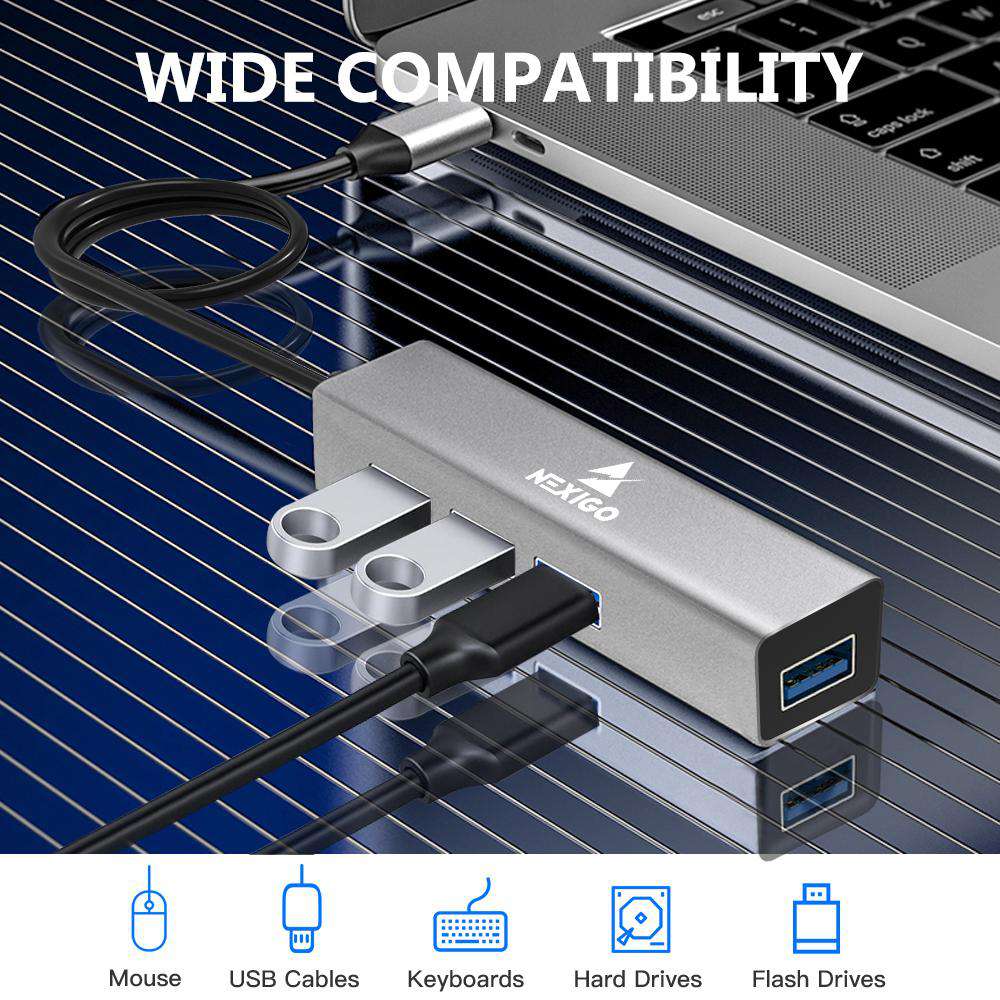 nexigo-4-port-aluminium-usb-3-0-hub-mit-5-gbps image 2