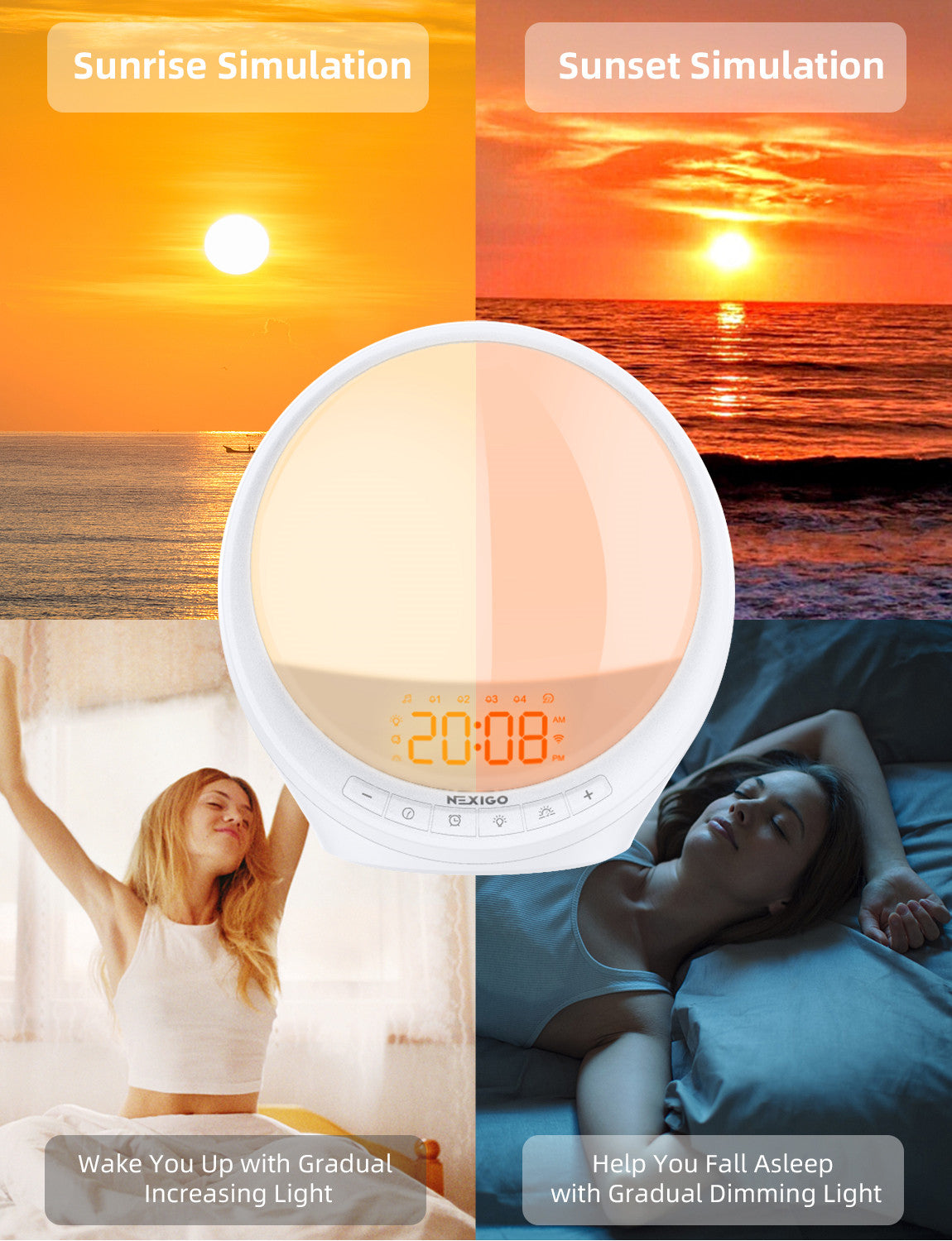 nexigo-lt10s-smart-sunrise-wecker-mit-licht image 2