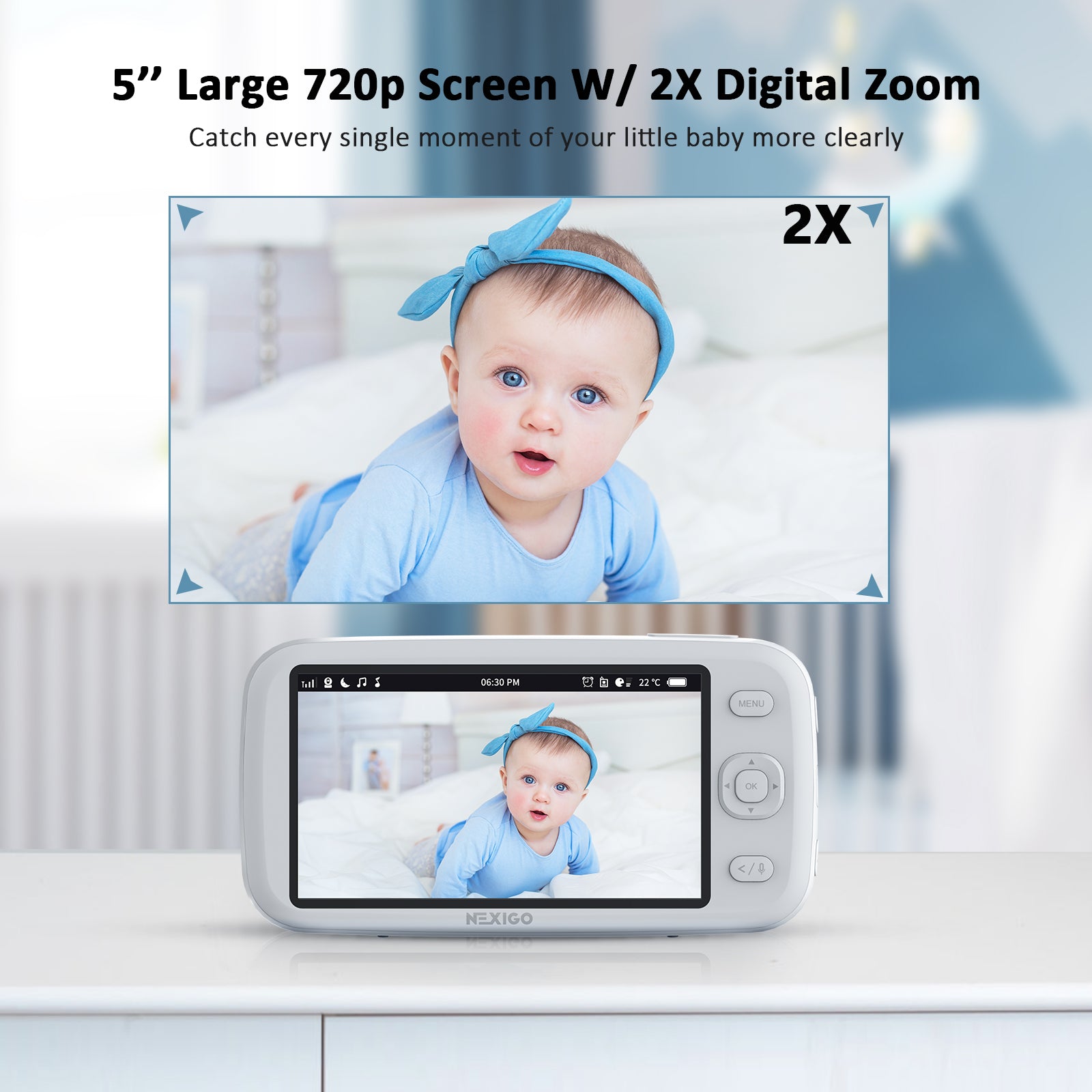 nexigo-b200-video-babyphone-mit-kamera-und-5-zoll-ips-split-screen image 3