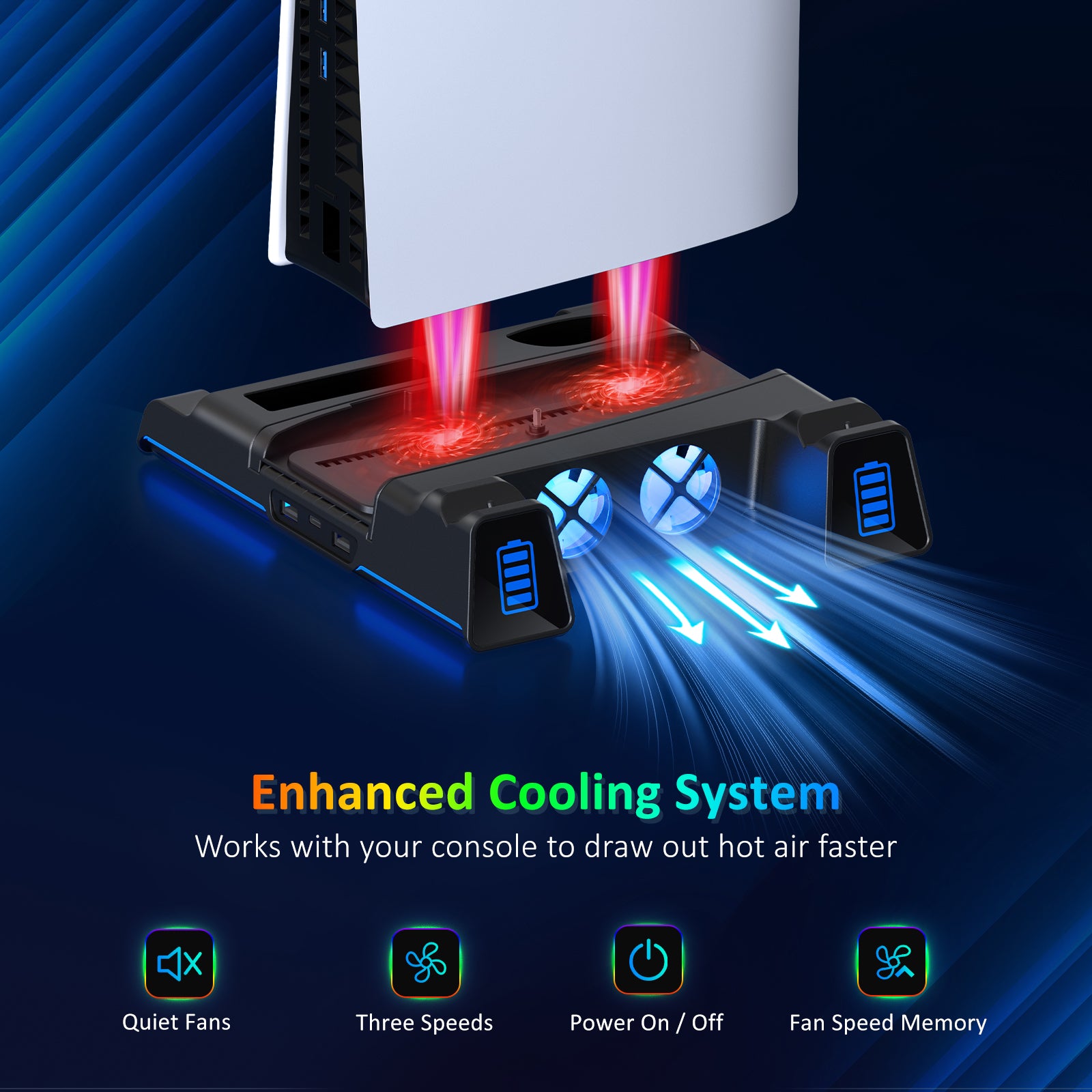 nexigo-ps5-slim-cooling-stand-mit-l-fter-und-ladestation image 2