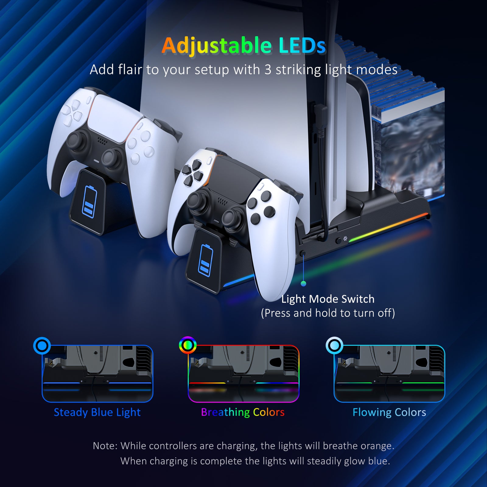 nexigo-ps5-slim-cooling-stand-mit-l-fter-und-ladestation image 3