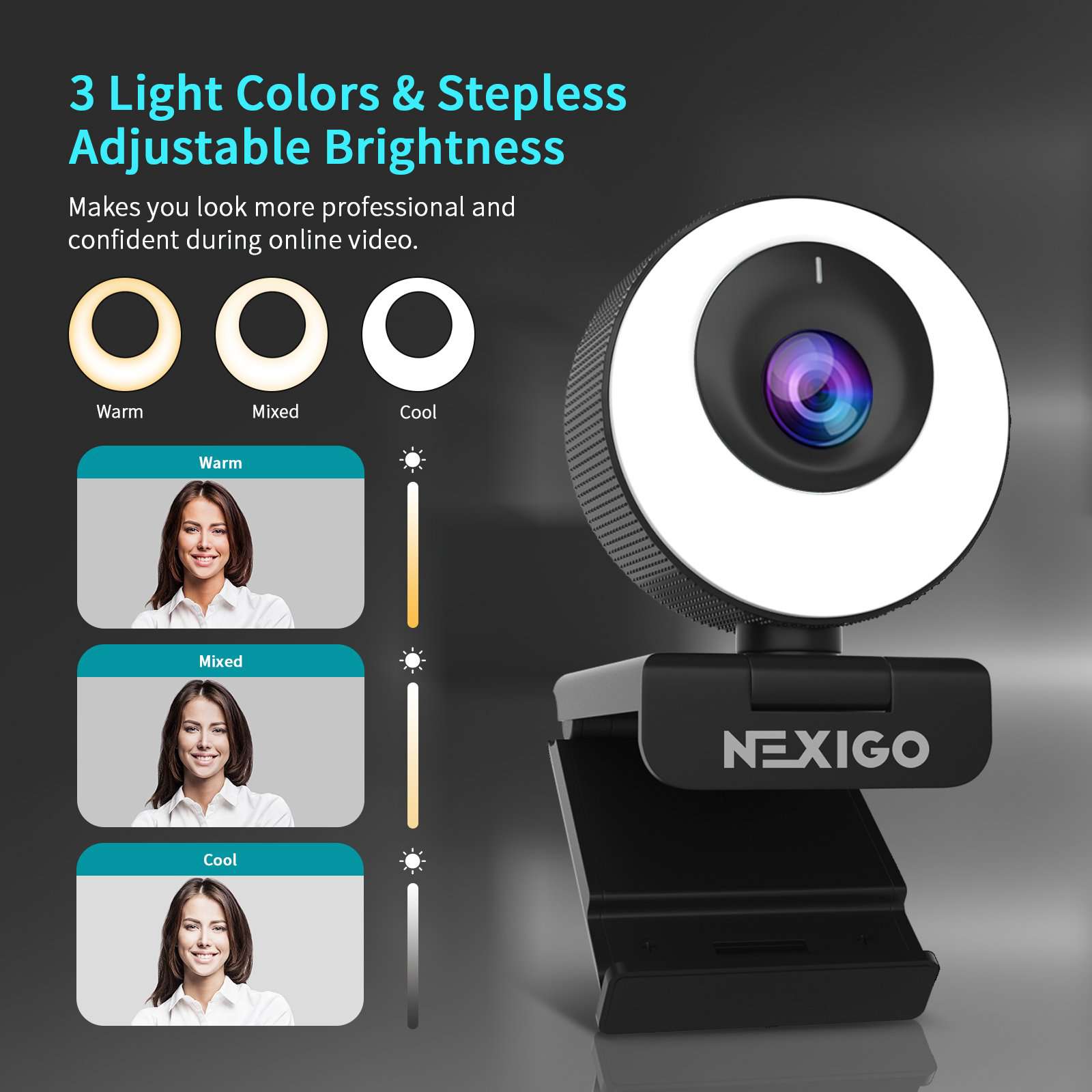 nexigo-n620e-webcam-1080p-60fps-mit-autofokus-und-ringlicht image 3