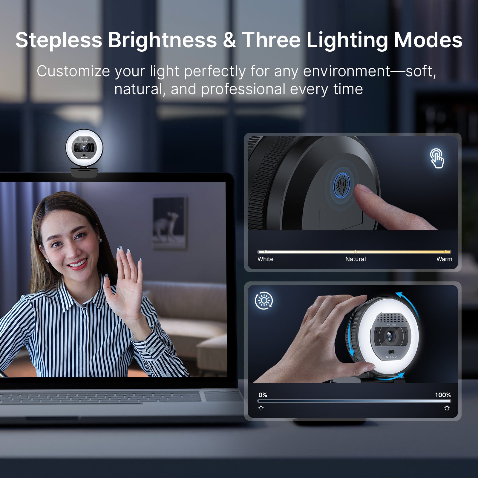 nexigo-n930e-pro-4k-webcam-mit-ringlicht-und-autofokus image 3