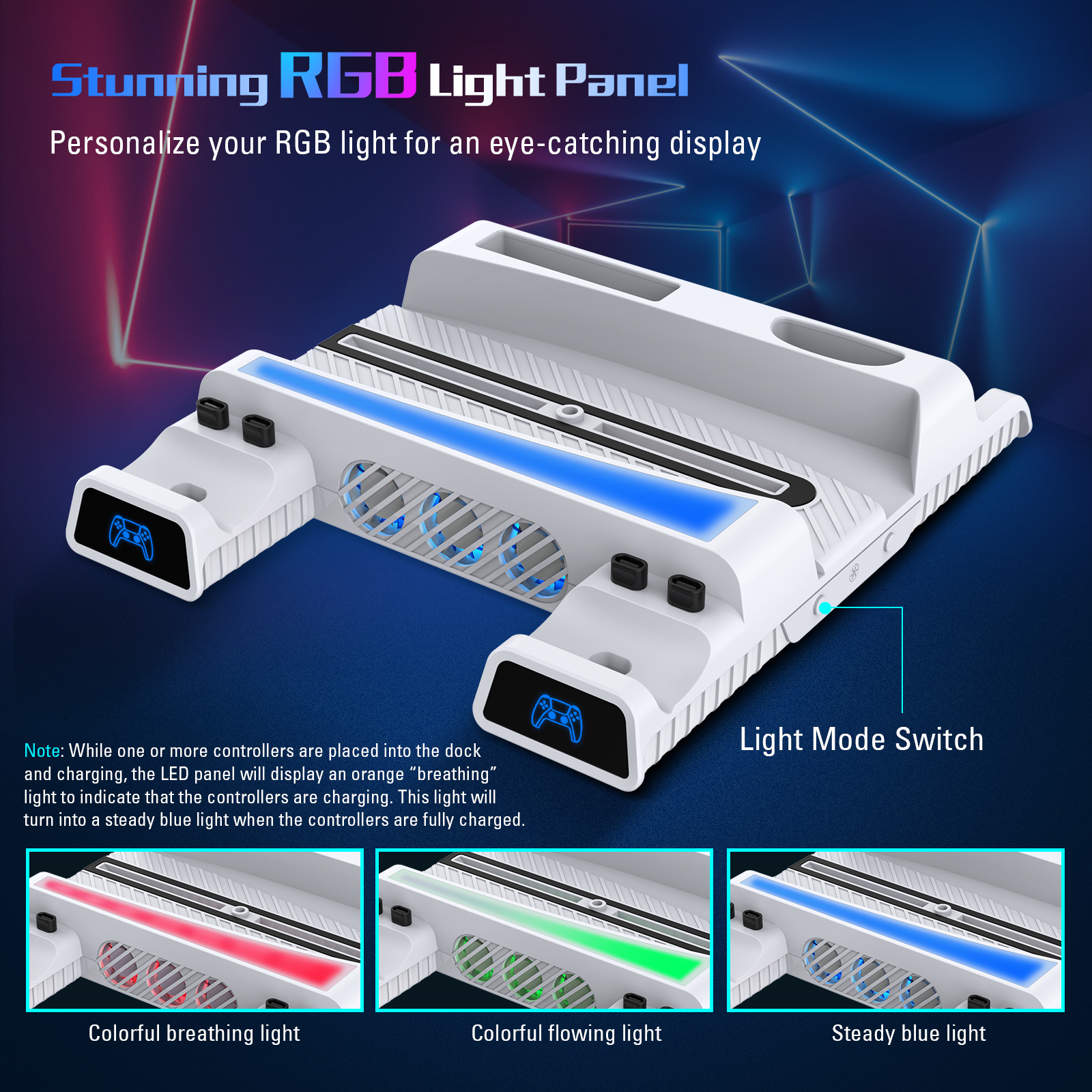 nexigo-ps5-vertikalst-nder-mit-headset-halter-und-rgb-licht image 2