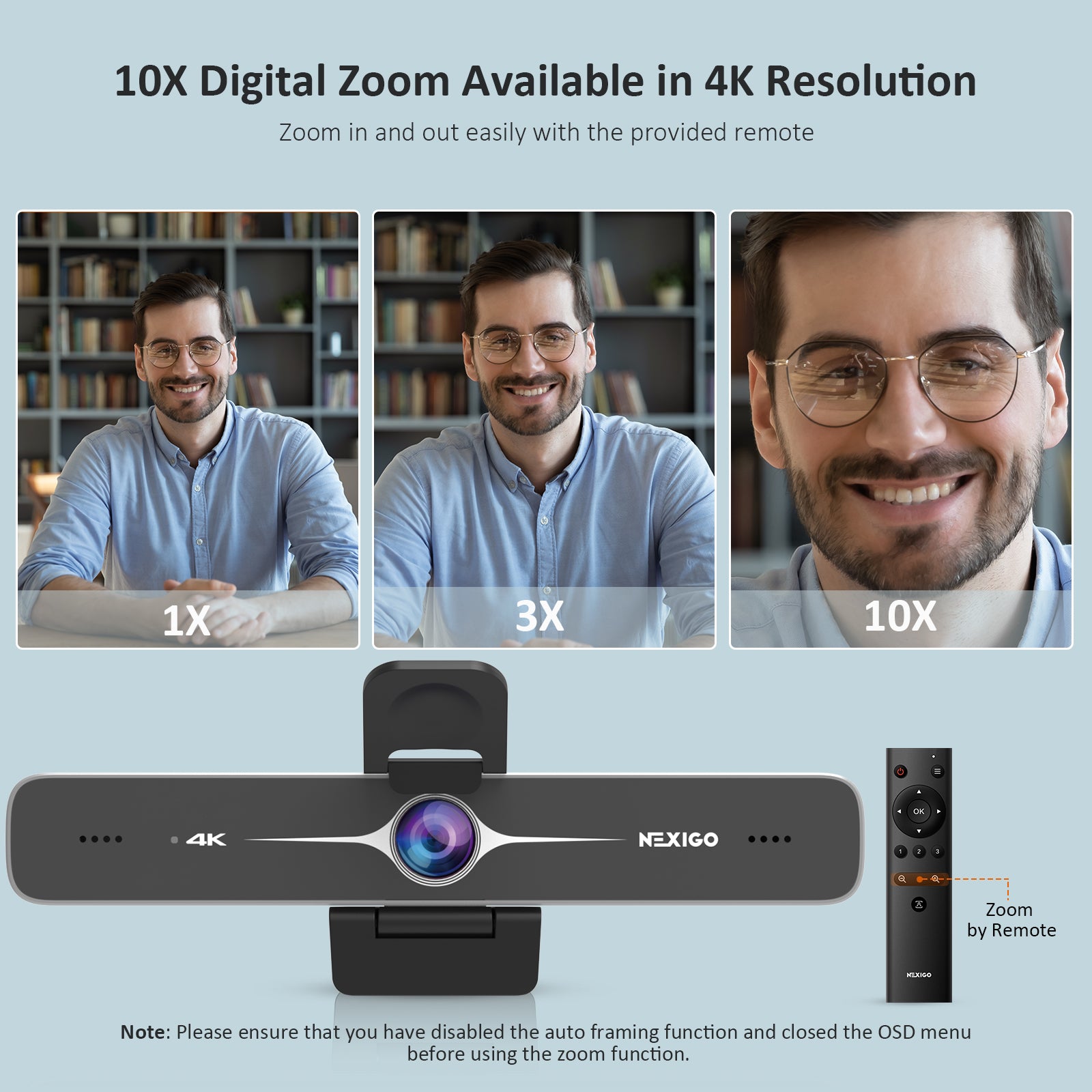 nexigo-n970p-4k-ai-webcam-zoom-zertifiziert-mit-fernbedienung-10x-zoom image 4