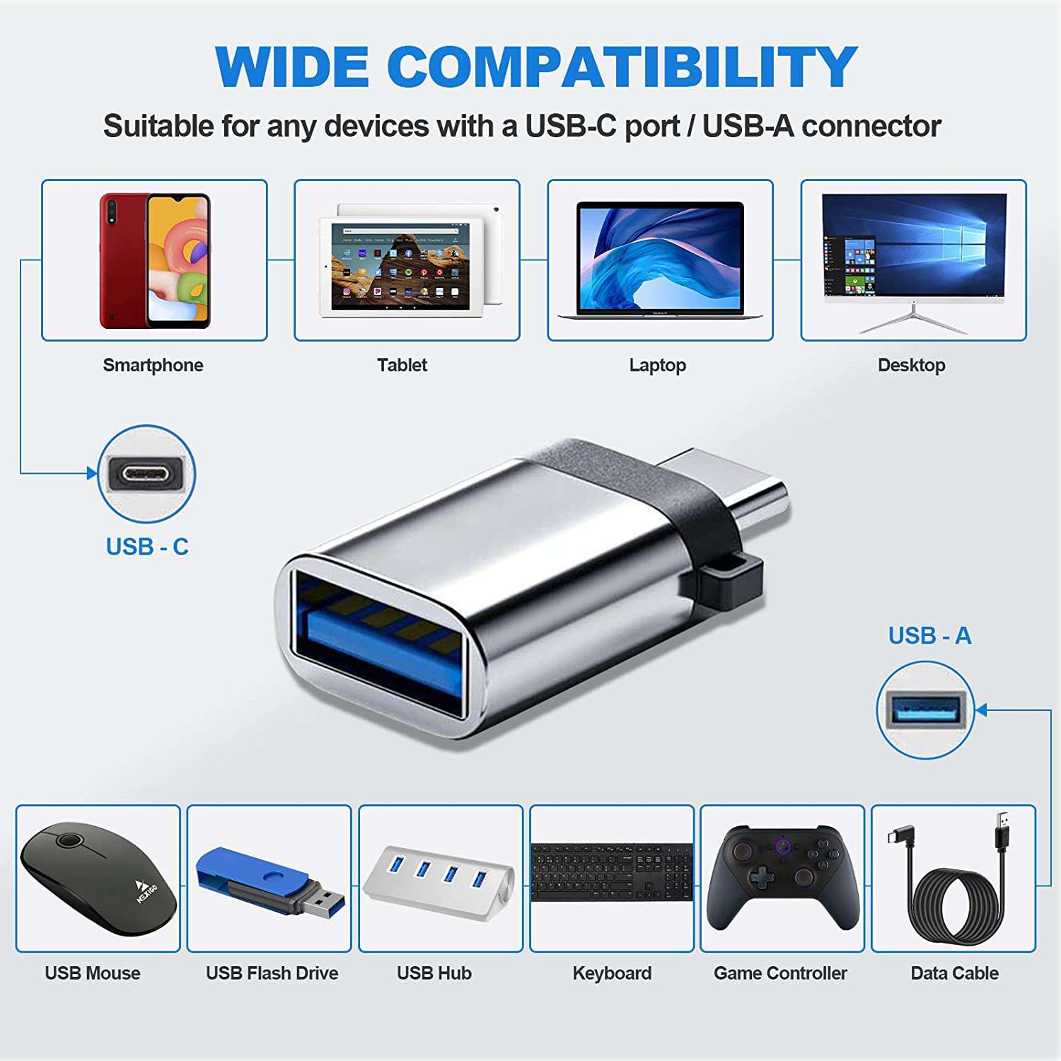 nexigo-usb-c-auf-a-adapter-silber-usb-3-0-5gbps image 5