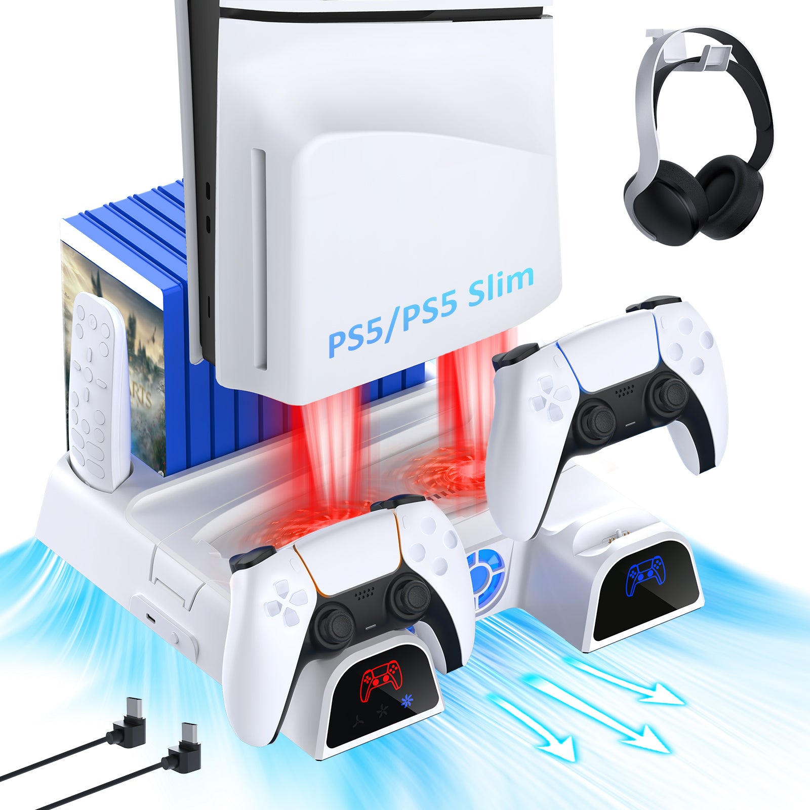 nexigo-ps5-cooling-stand-mit-headset-halter-und-netzteil image 1