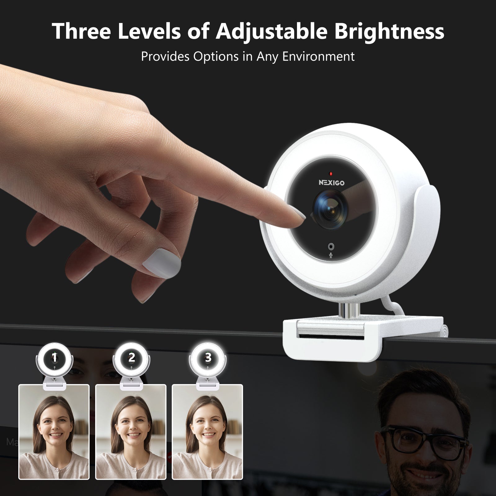 nexigo-n940e-webcam-1080p-60fps-mit-ringlicht-und-fernbedienung image 5