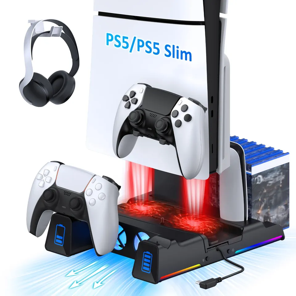 nexigo-ps5-slim-cooling-stand-mit-l-fter-und-ladestation image 1