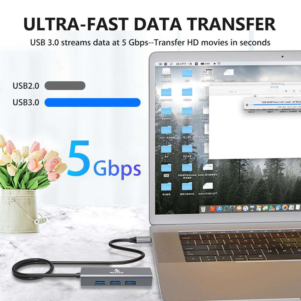 nexigo-4-port-aluminium-usb-3-0-hub-mit-5-gbps image 3