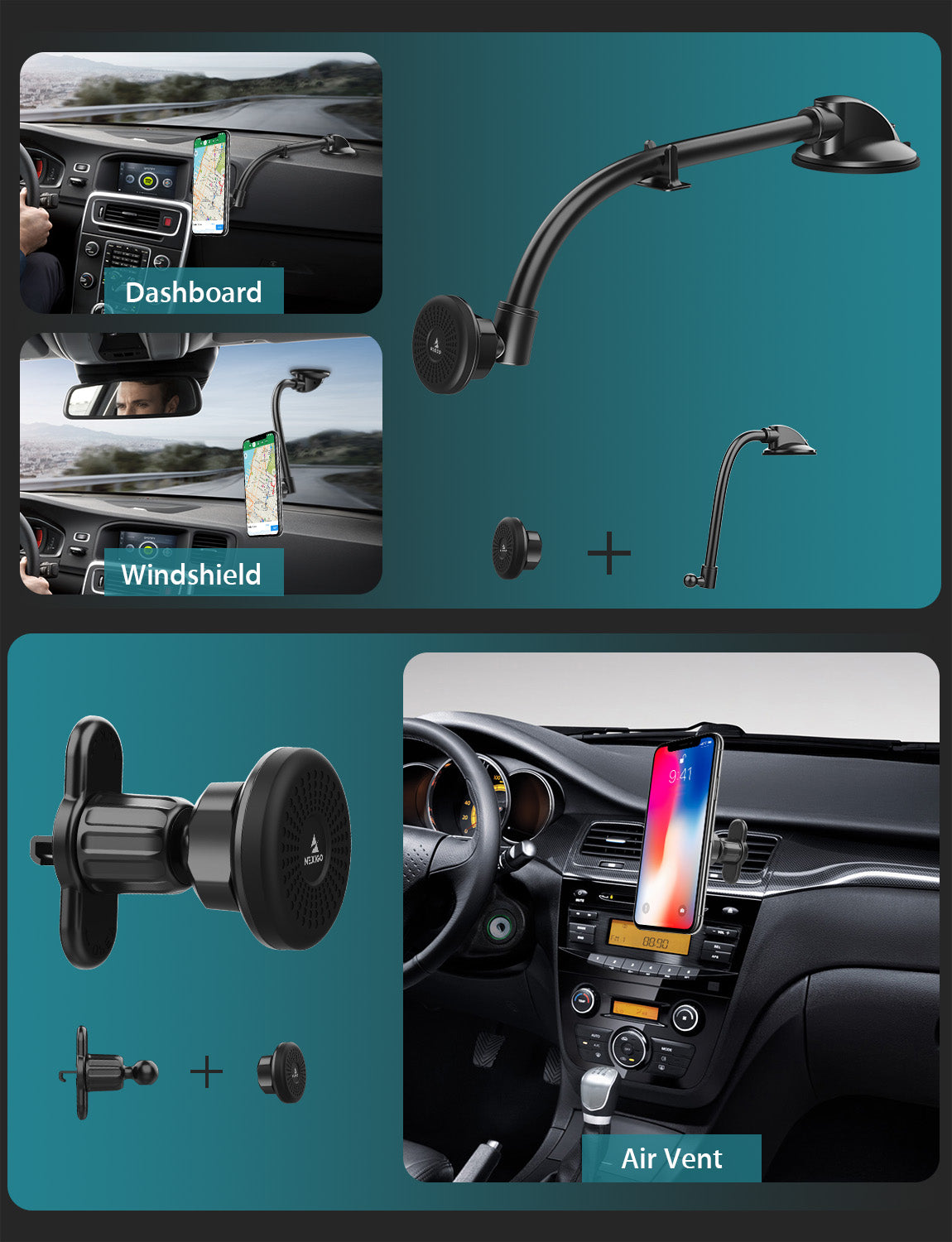 nexigo-3-in-1-magnetische-auto-handyhalterung-2021-upgrade image 4