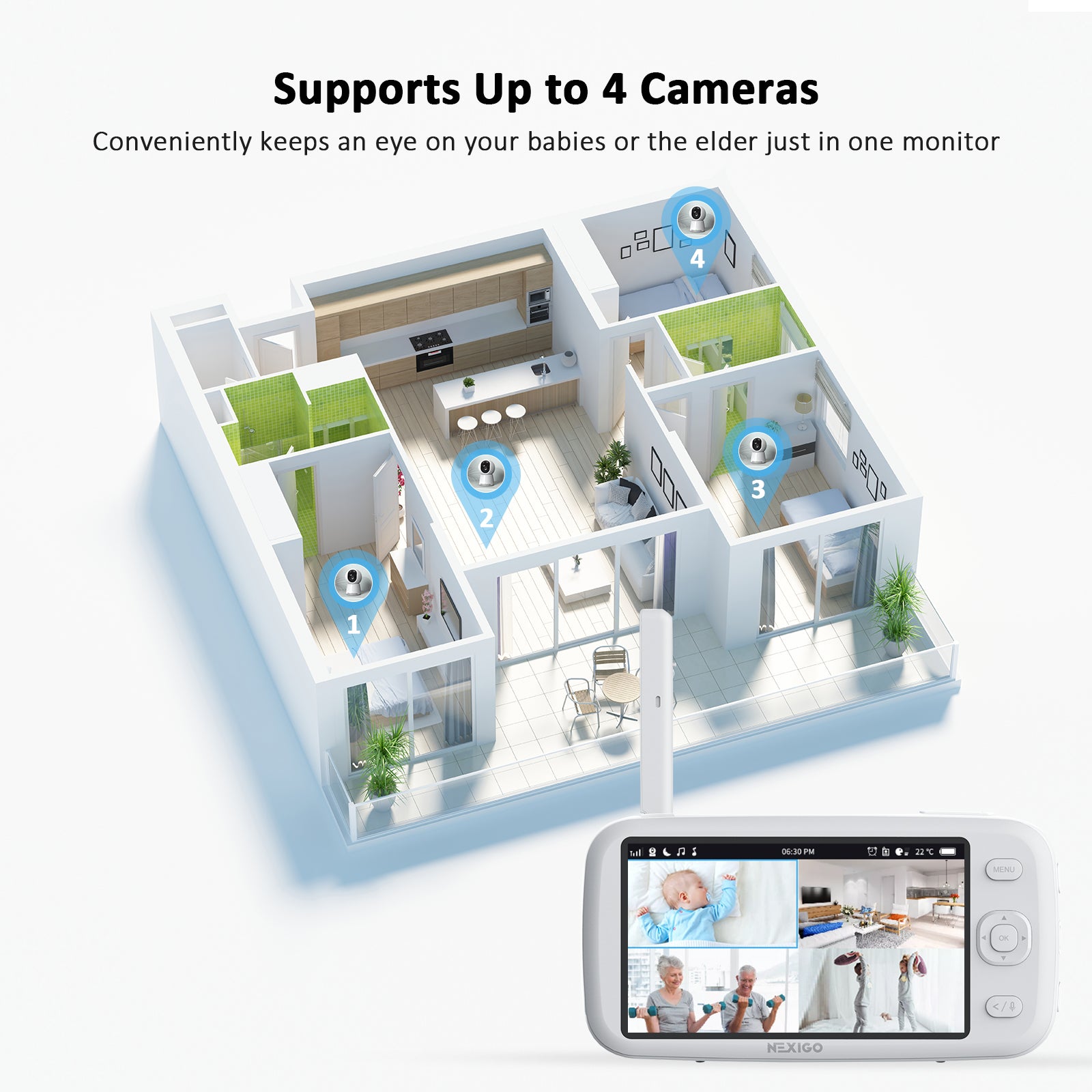 nexigo-b200-video-babyphone-mit-kamera-und-5-zoll-ips-split-screen image 4