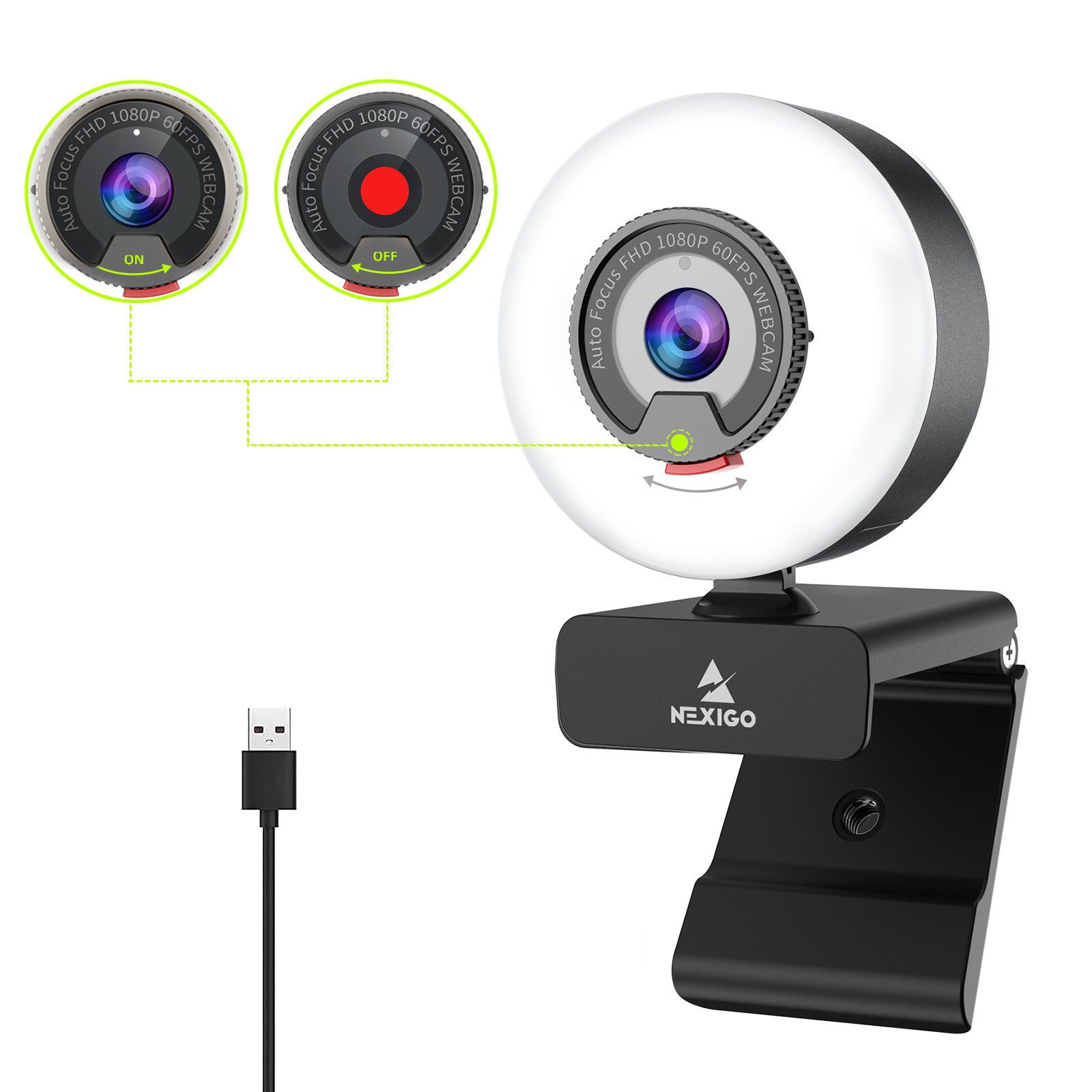 nexigo-n960e-streaming-webcam-1080p-60fps-mit-ringlicht image 1