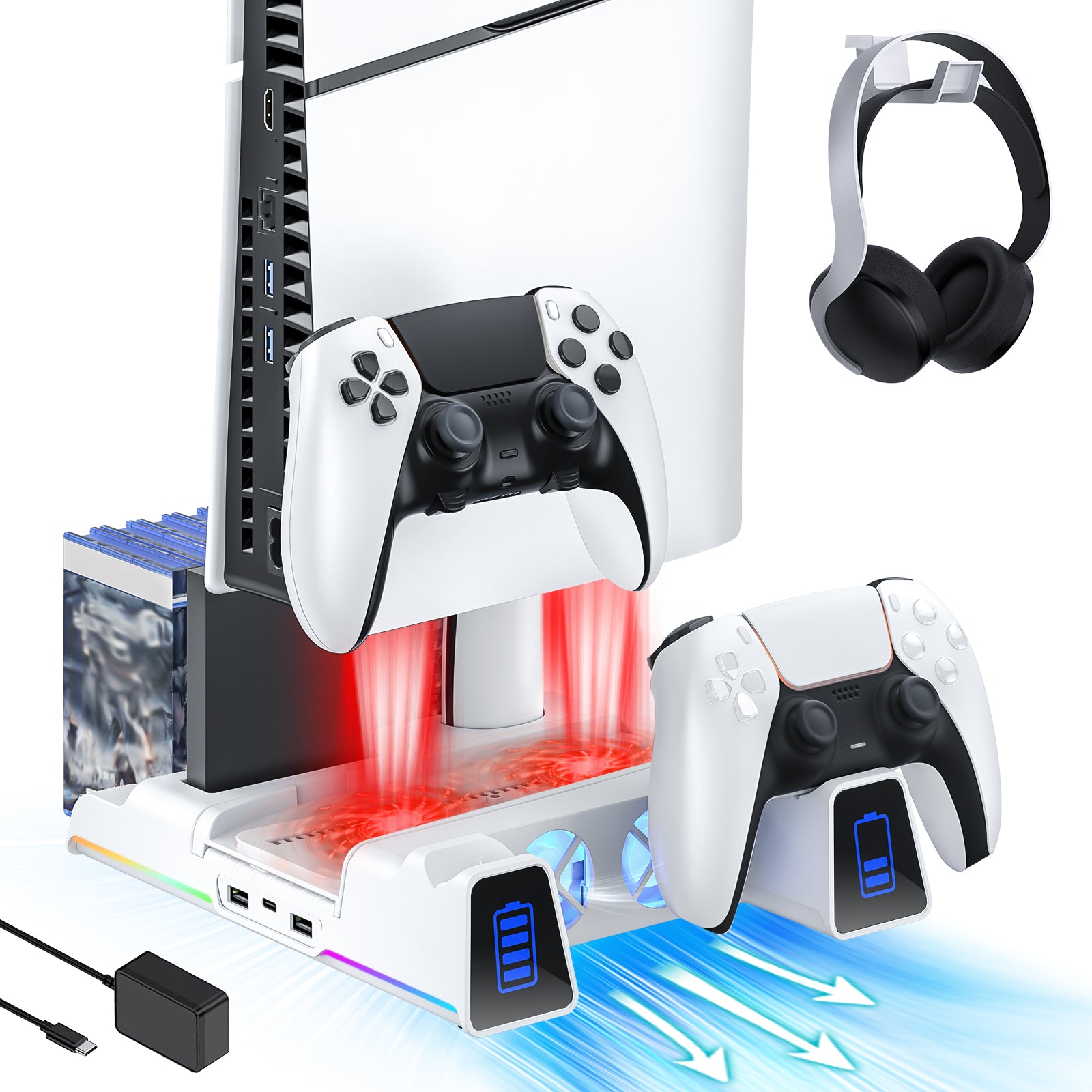 nexigo-ps5-slim-cooling-stand-mit-rgb-und-dual-ladestation image 1