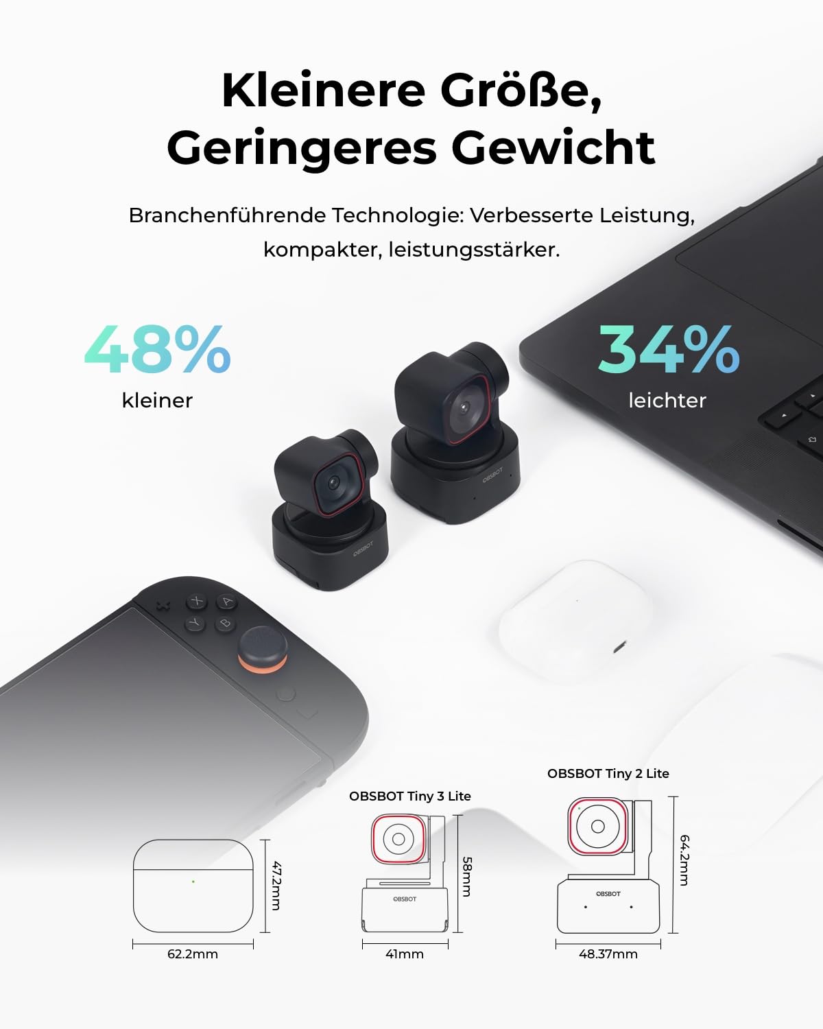 obsbot-tiny-3-lite-4k-webcam-mit-ai-tracking-ptz-und-spatial-audio image 3