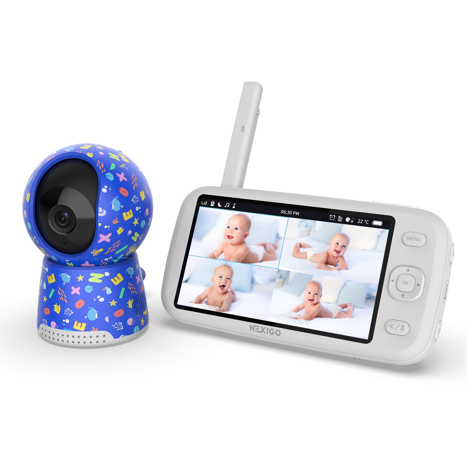 nexigo-b200-video-babyphone-mit-kamera-und-5-zoll-ips-split-screen image 2