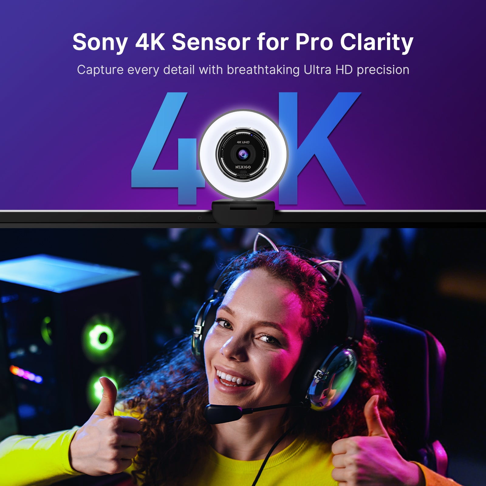 nexigo-n680e-pro-4k-webcam-mit-ringlicht-und-sony-1-2-5-sensor image 2
