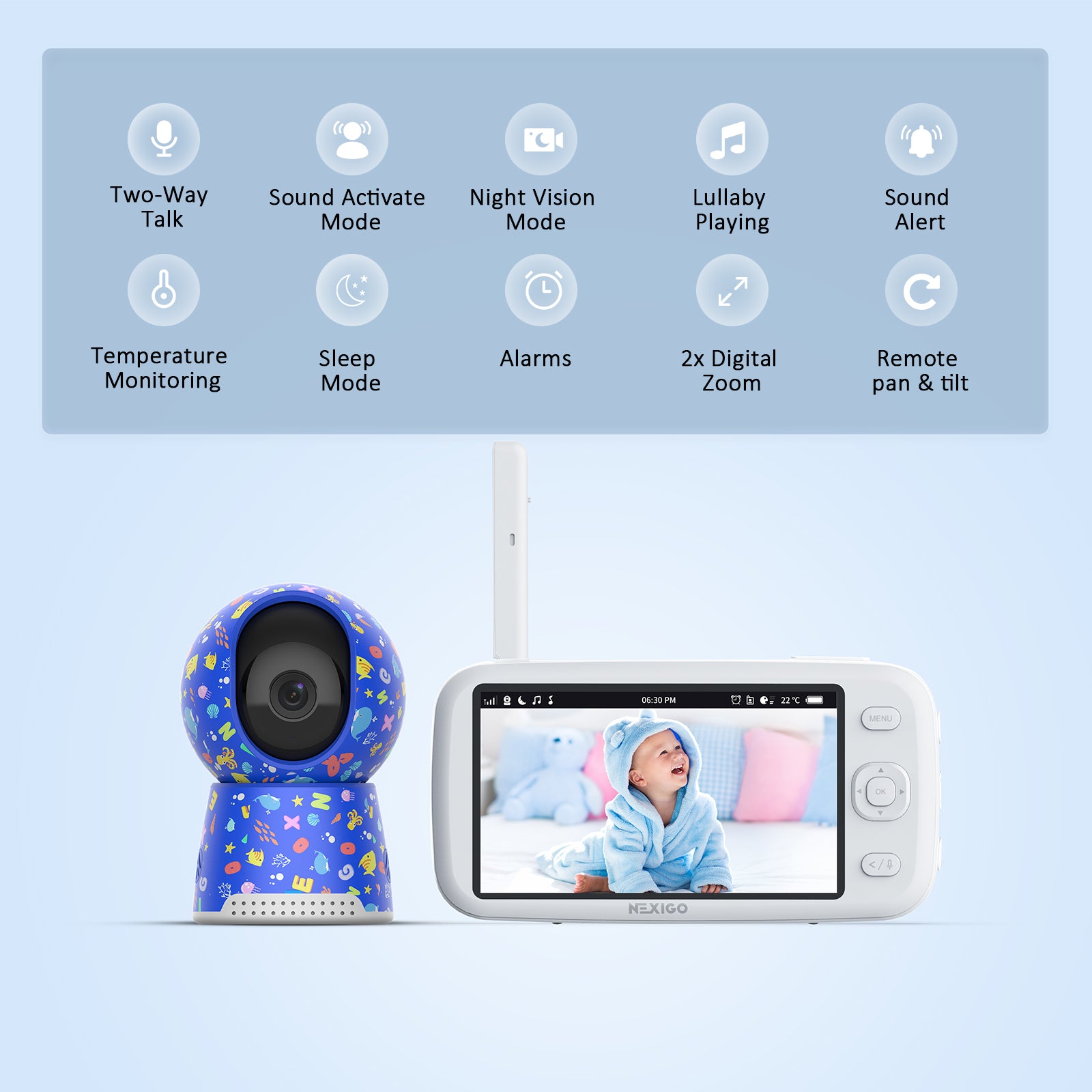 nexigo-b200-video-babyphone-mit-kamera-und-5-zoll-ips-split-screen image 8