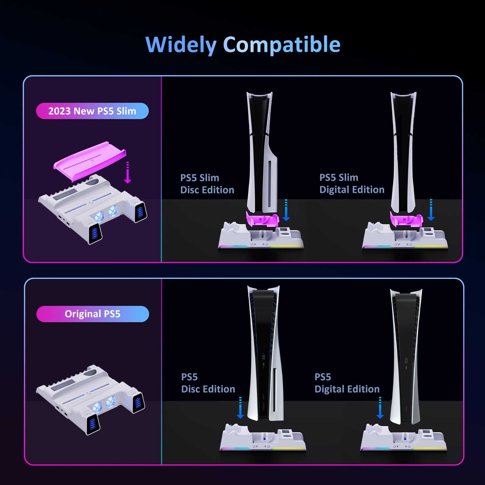 nexigo-ps5-slim-cooling-stand-mit-rgb-und-dual-ladestation image 5