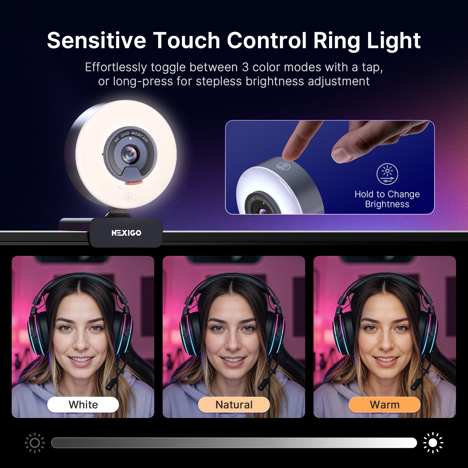 nexigo-n960e-plus-4k-webcam-mit-ringlicht-und-fernbedienung image 3