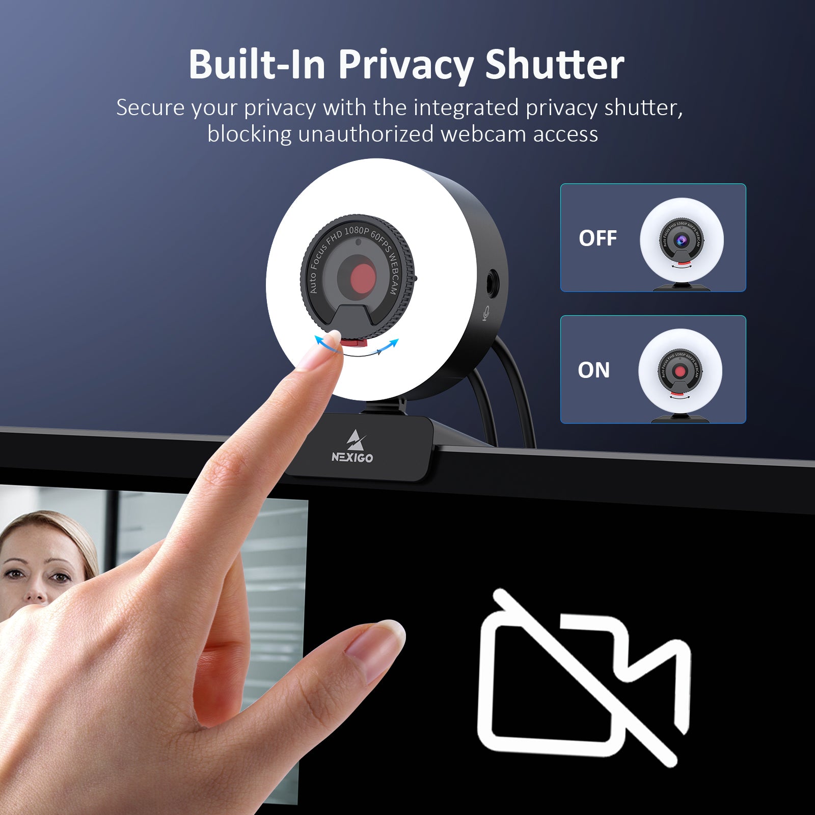 nexigo-n960e-pro-webcam-1080p-60fps-mit-ringlicht image 7