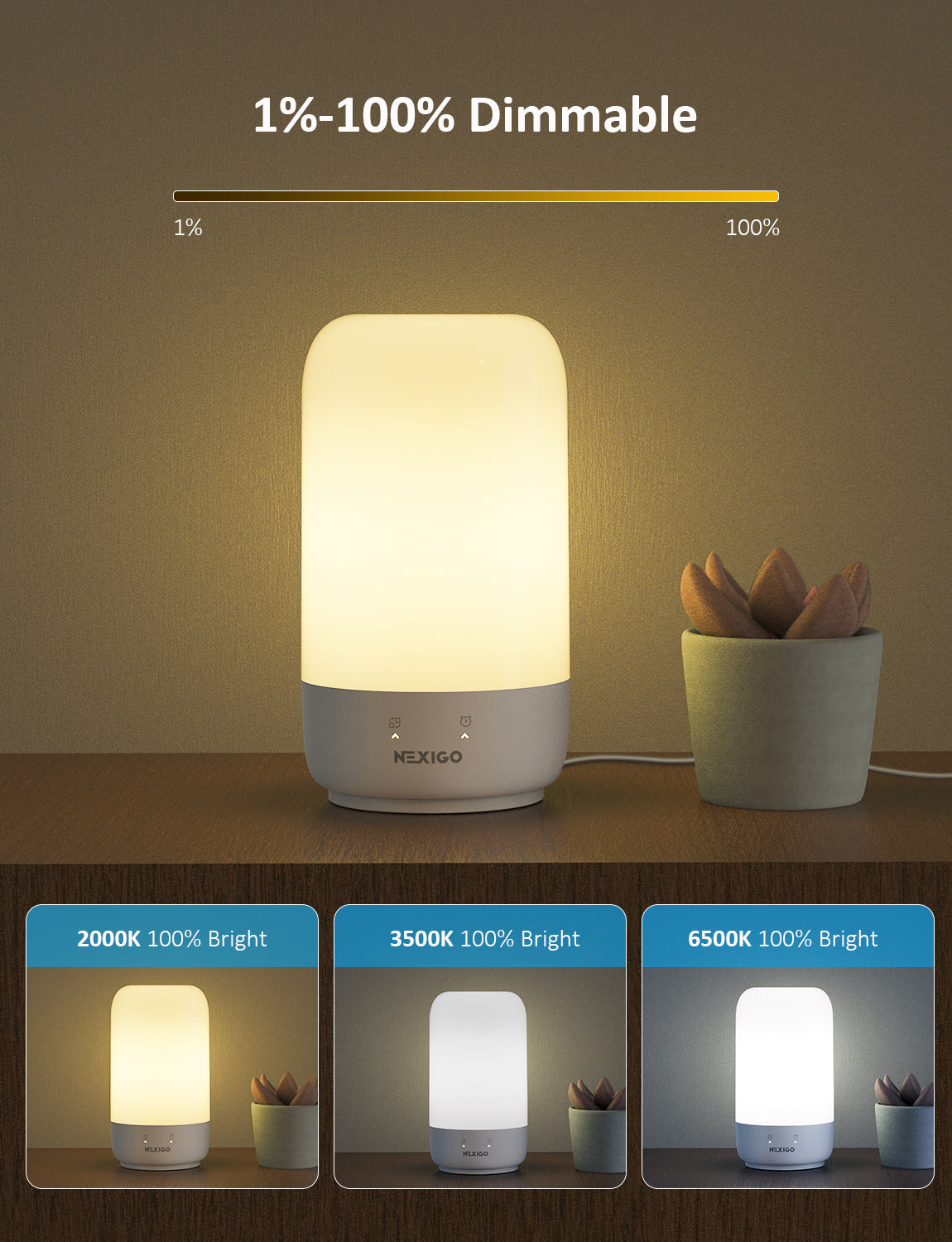 nexigo-lt01s-smart-tischlampe-rgbw-nachttischlampe image 2