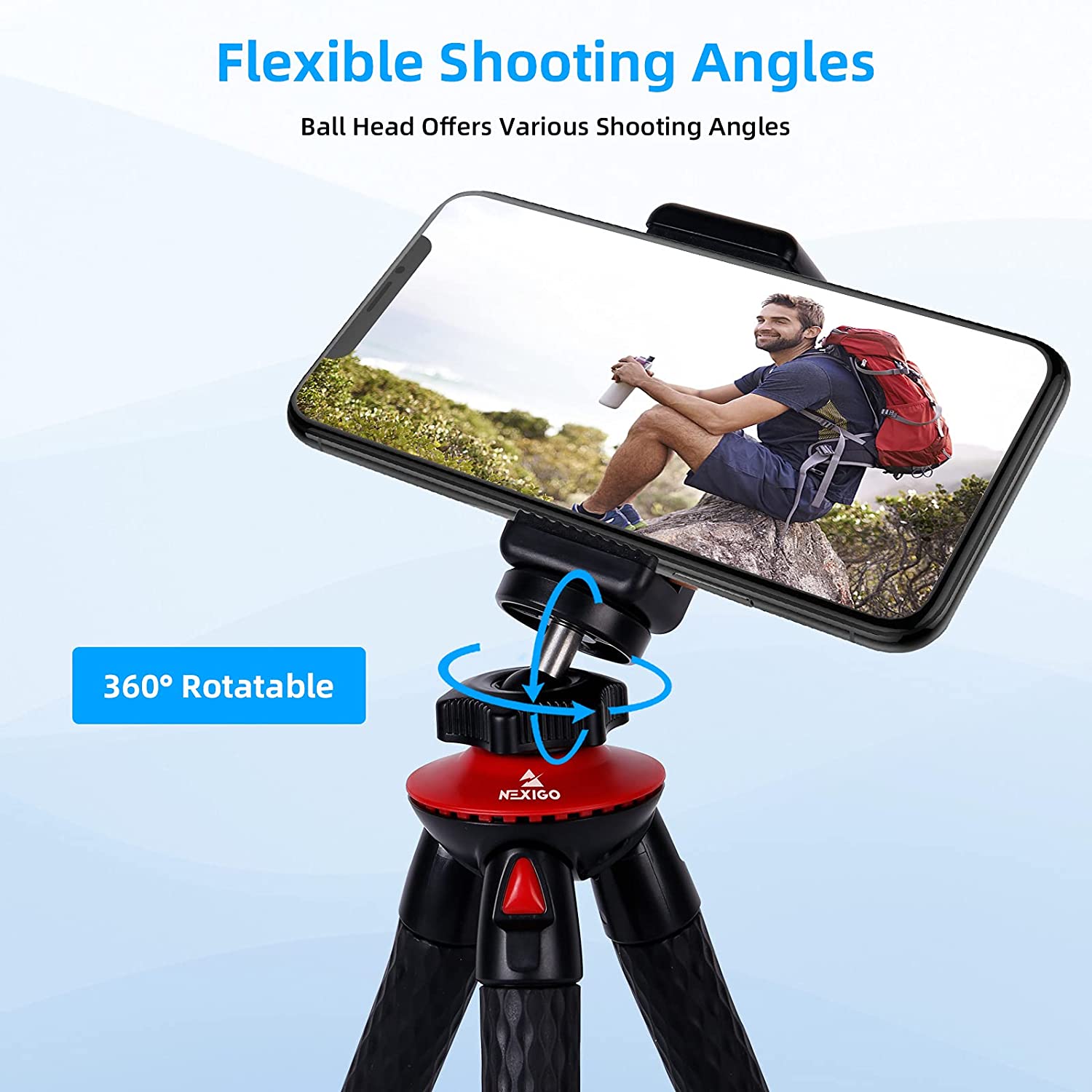 nexigo-flexible-tripod-stativ-f-r-kamera-handy-webcam image 2