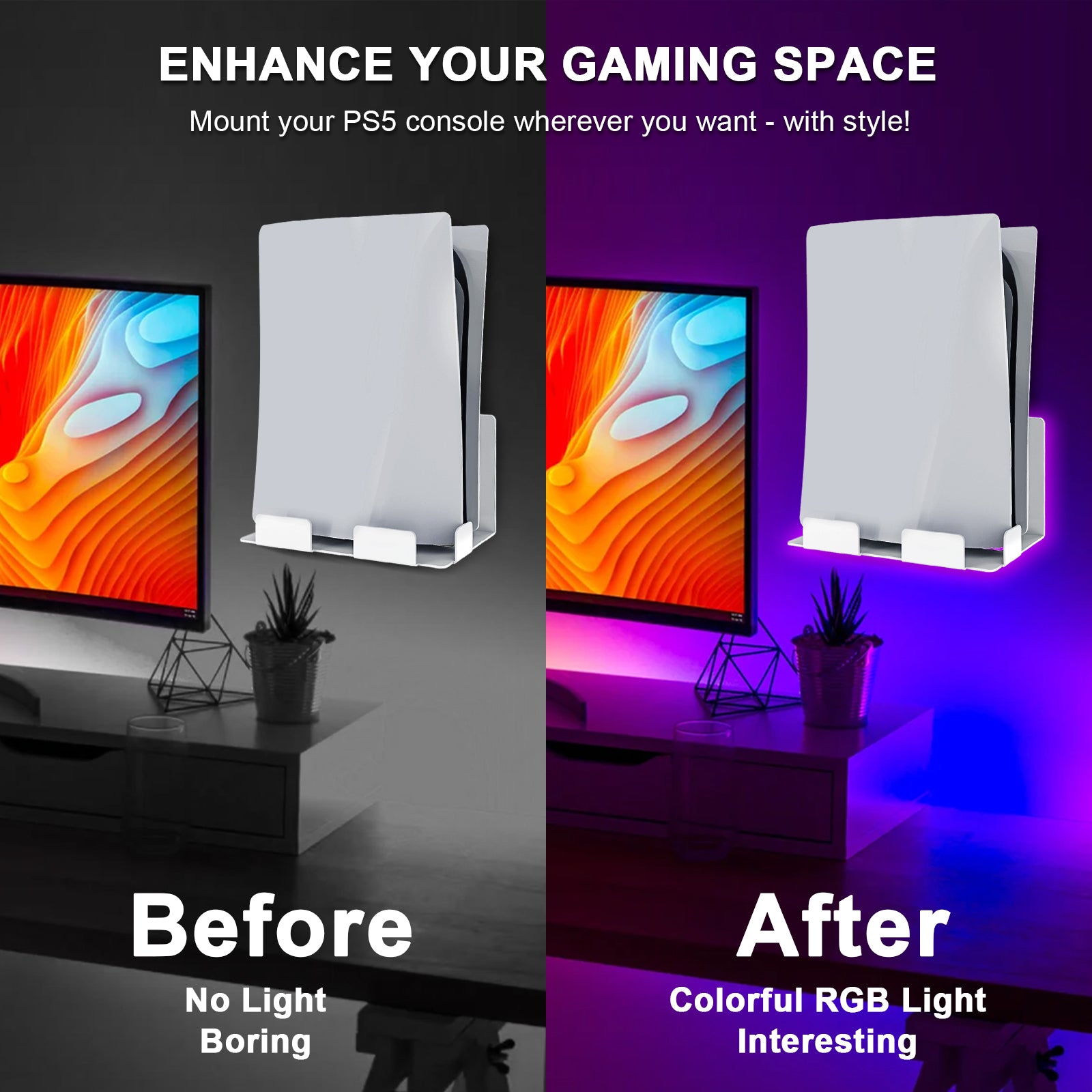 nexigo-ps5-wandhalterung-set-mit-rgb-led-licht image 2