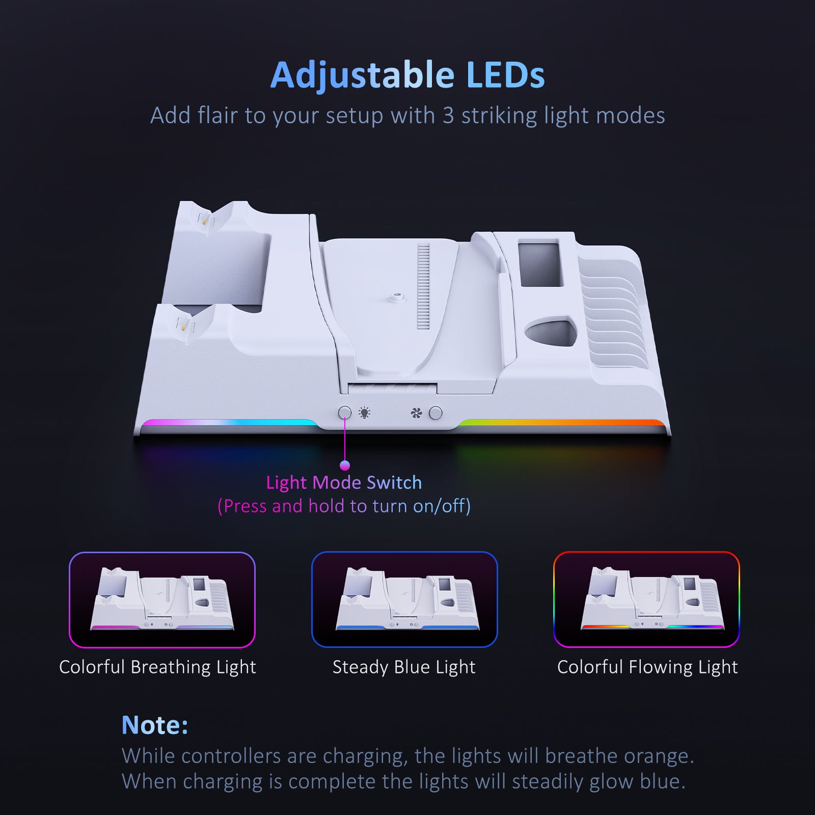 nexigo-ps5-slim-cooling-stand-mit-rgb-und-dual-ladestation image 3
