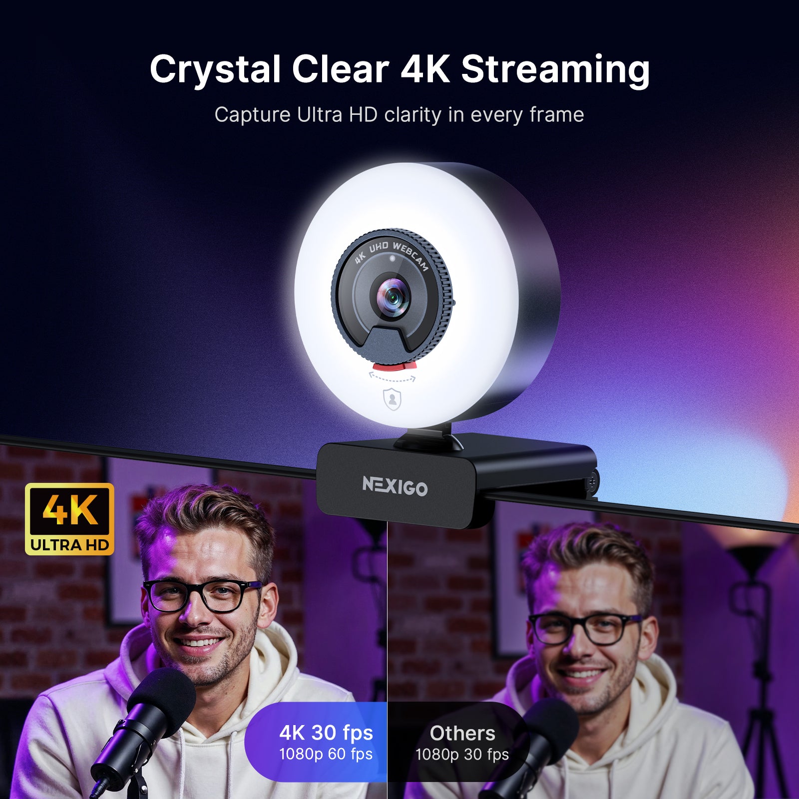 nexigo-n960e-plus-4k-webcam-mit-ringlicht-und-fernbedienung image 2