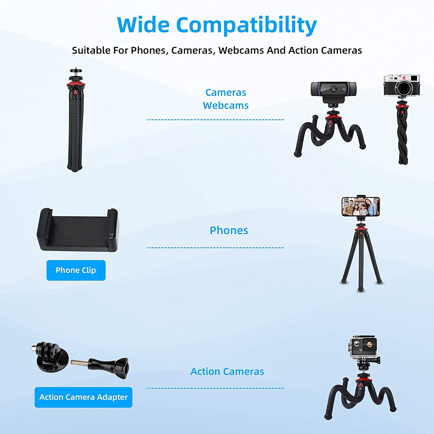 nexigo-flexible-tripod-stativ-f-r-kamera-handy-webcam image 5