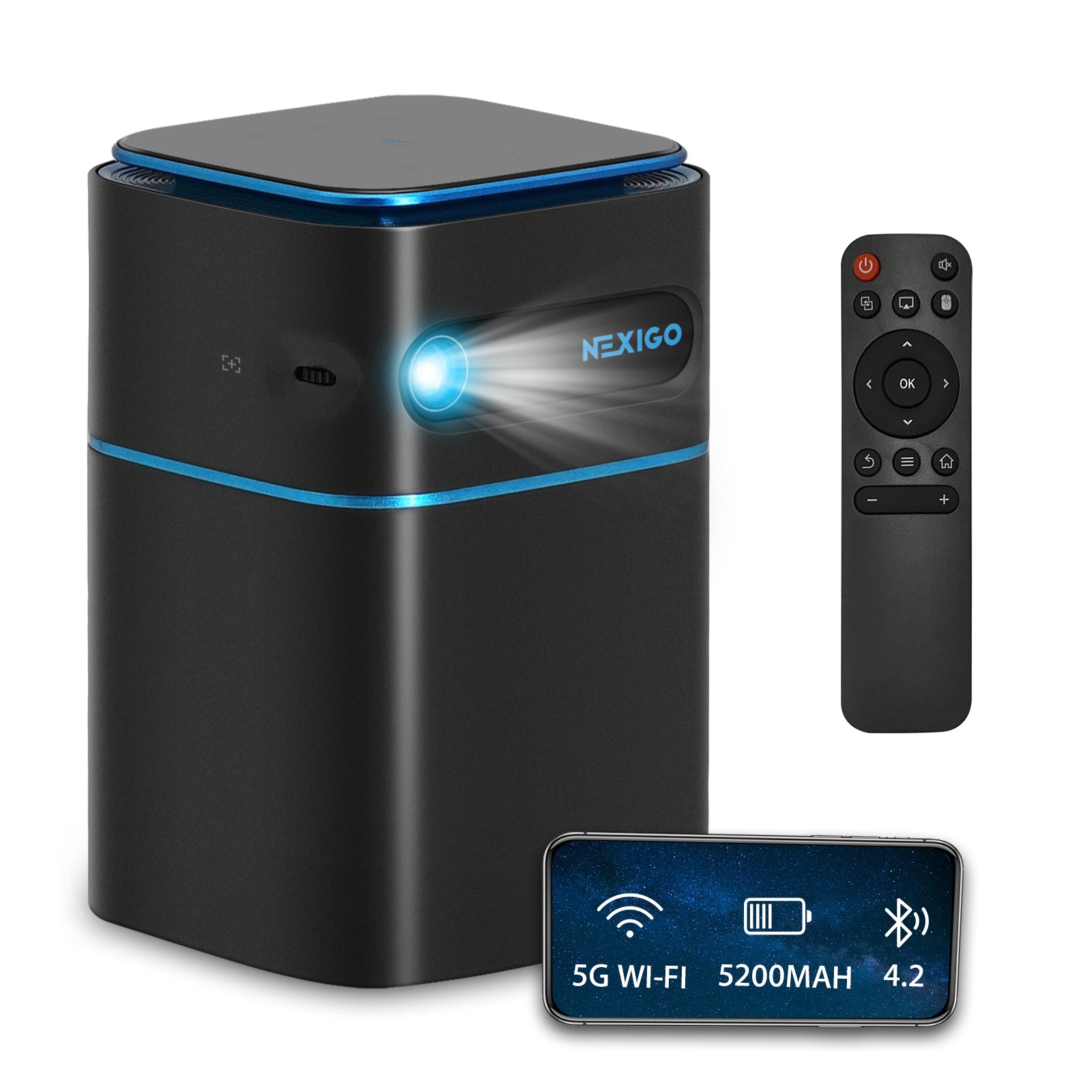 nexigo-pj01-mini-dlp-projektor-480p-mit-android-9-0 image 1