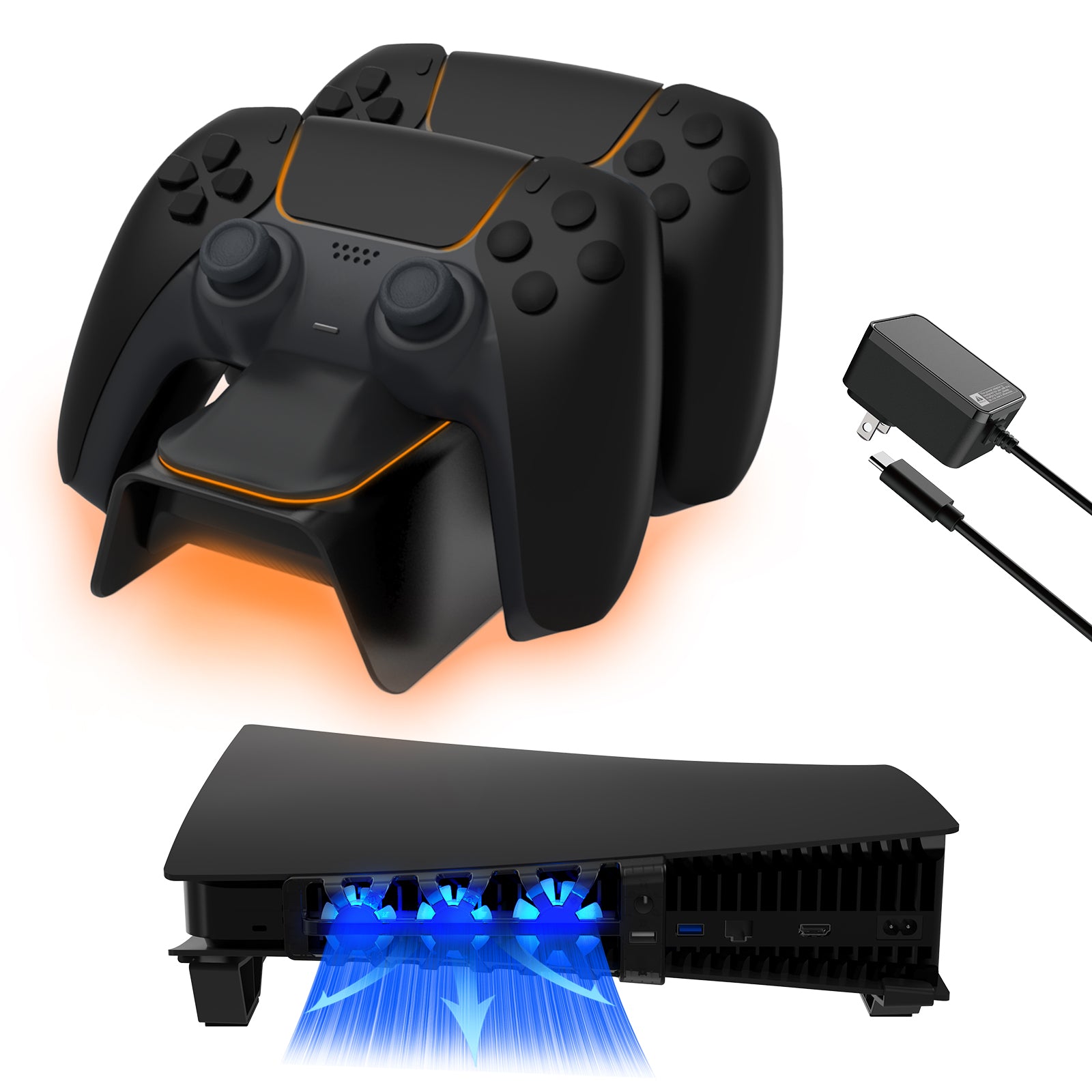 nexigo-ps5-horizontal-stand-mit-controller-charger-und-l-fter image 1