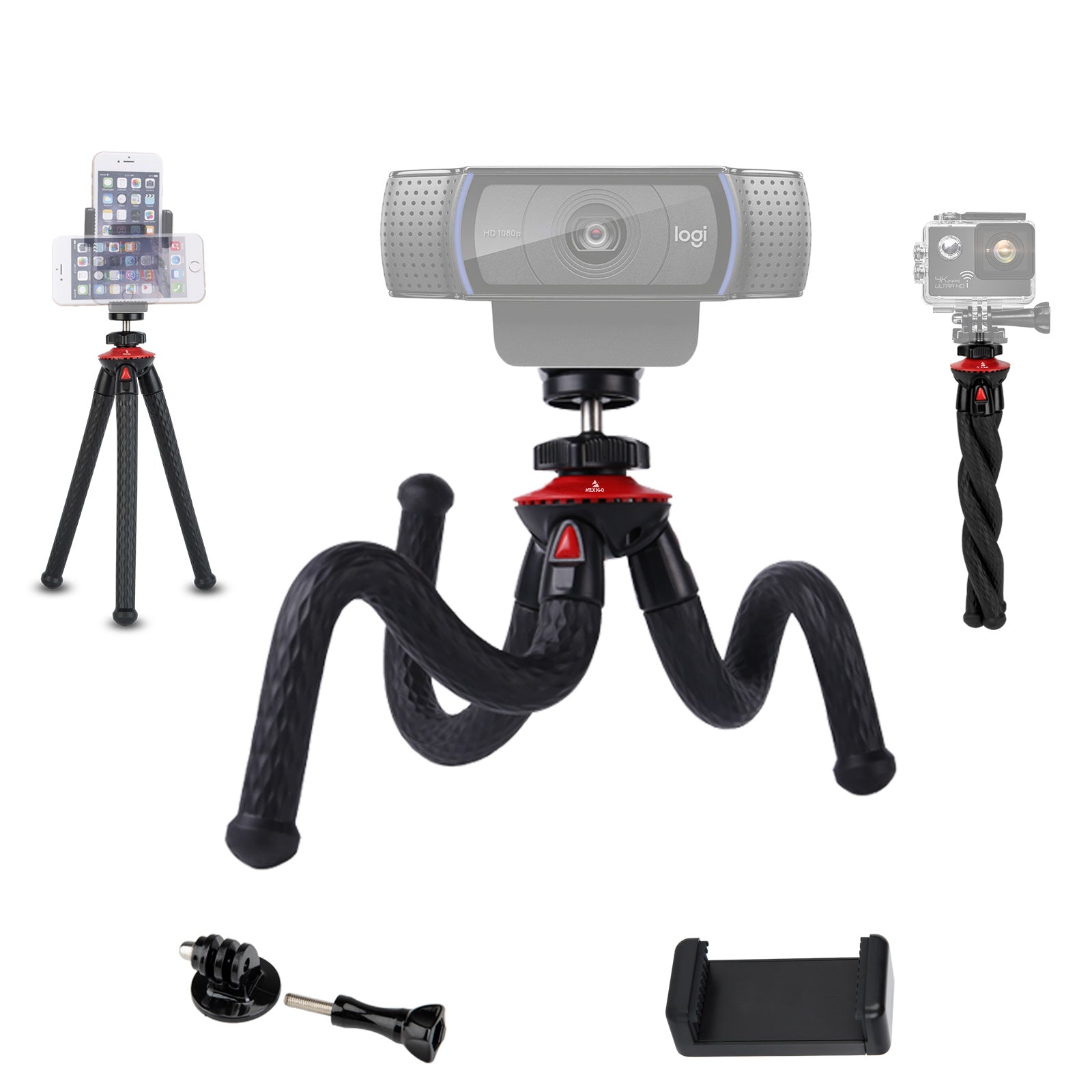 nexigo-flexible-tripod-stativ-f-r-kamera-handy-webcam image 1